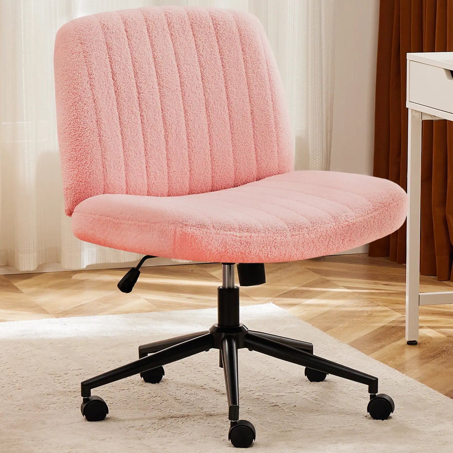 Wide Cross Legged Office Chair with Thick Cushion & 360° Swivel Design
