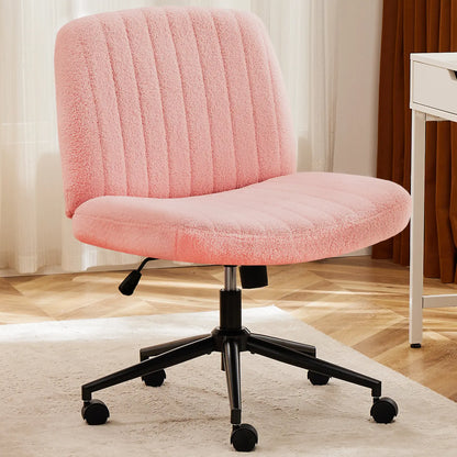 Wide Cross Legged Office Chair with Thick Cushion & 360° Swivel Design
