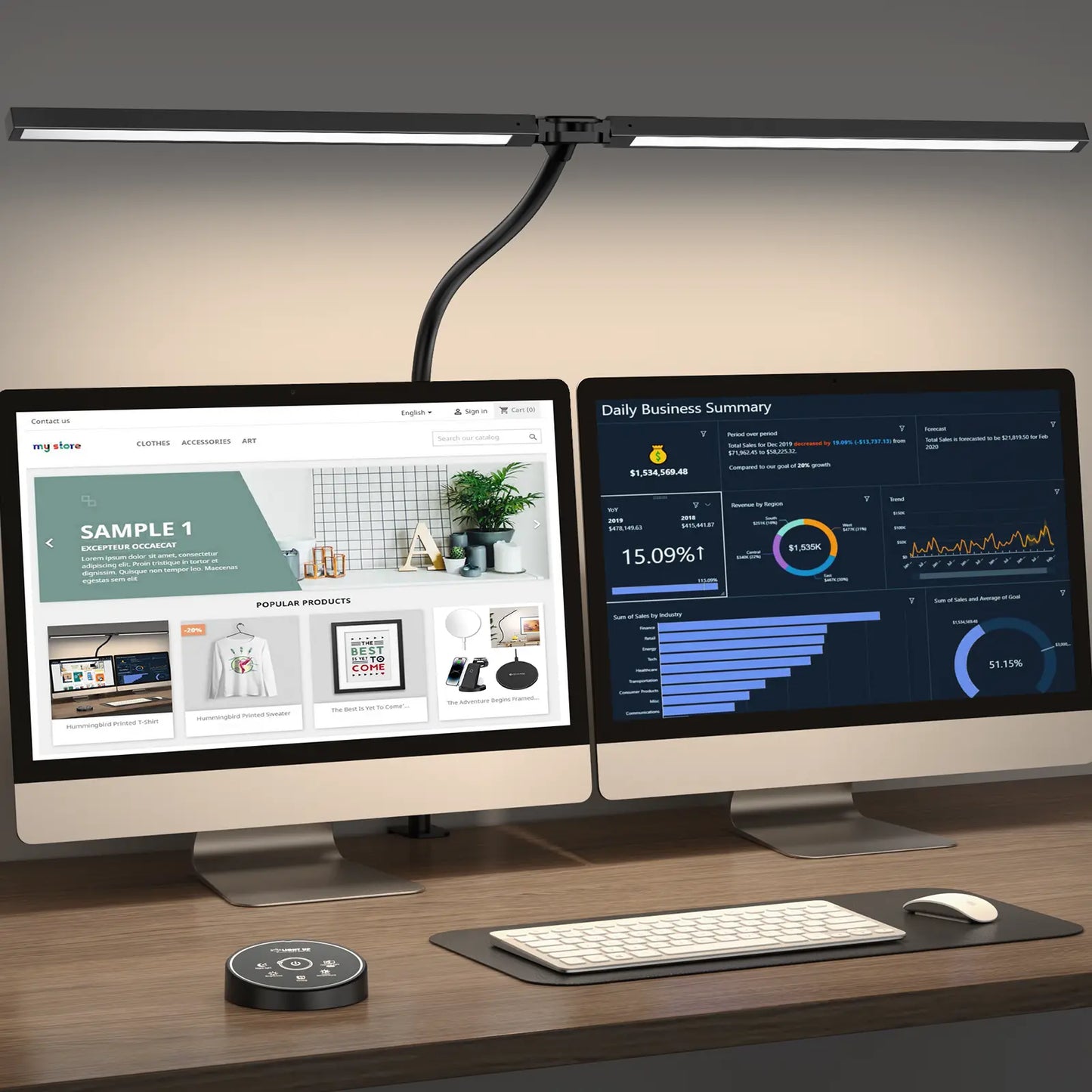LED Desk Lamp | Dual Screen Light, 5 Colors, Eye Comfort