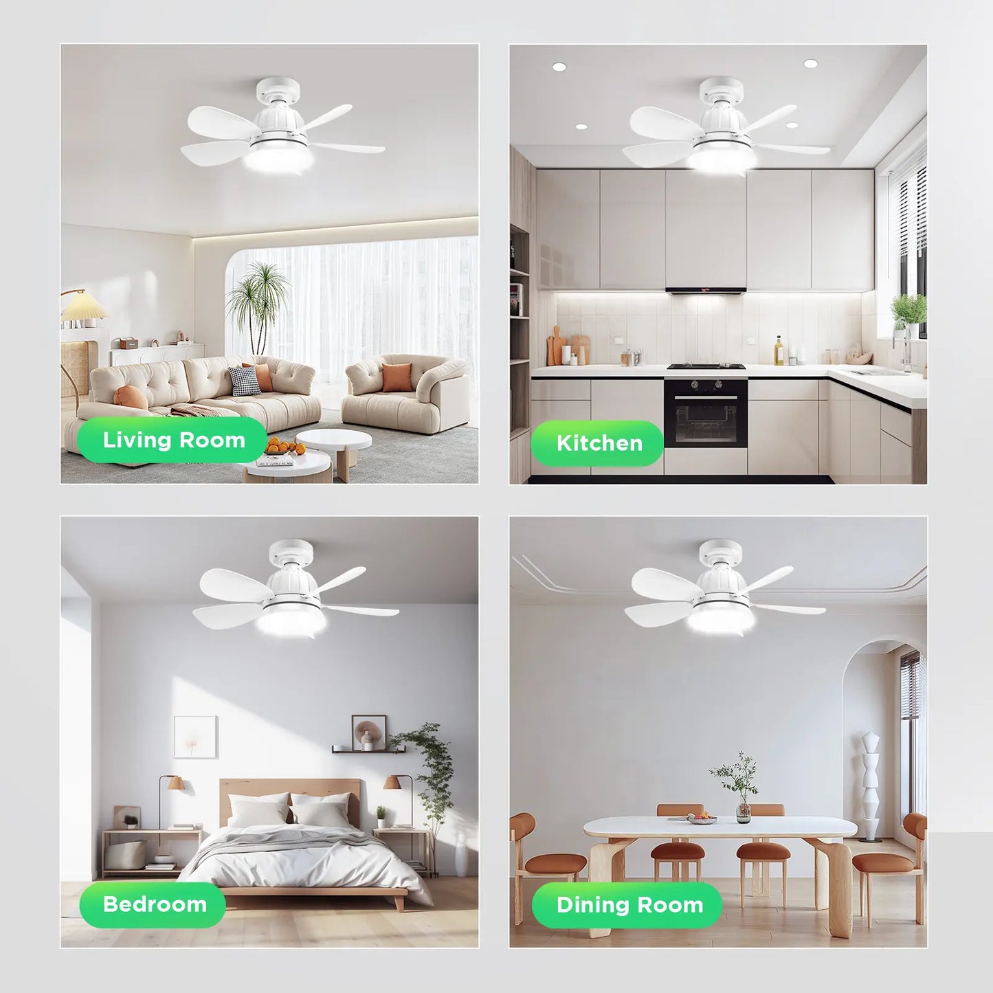 Socket Ceiling Fan Light with Remote E27 Base Dimmable LED 3 Speed Adjustable Fan