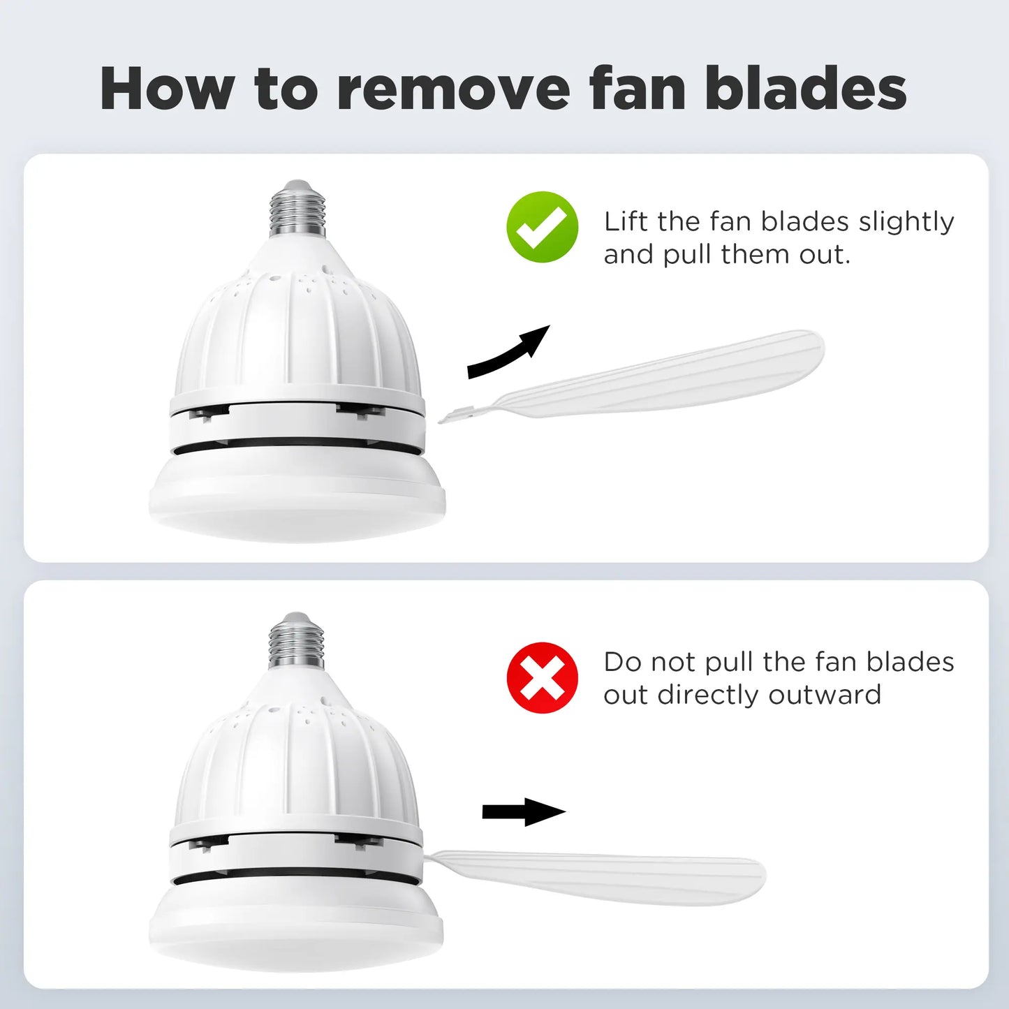 Socket Ceiling Fan Light with Remote E27 Base Dimmable LED 3 Speed Adjustable Fan