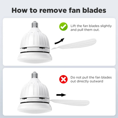 Socket Ceiling Fan Light with Remote E27 Base Dimmable LED 3 Speed Adjustable Fan