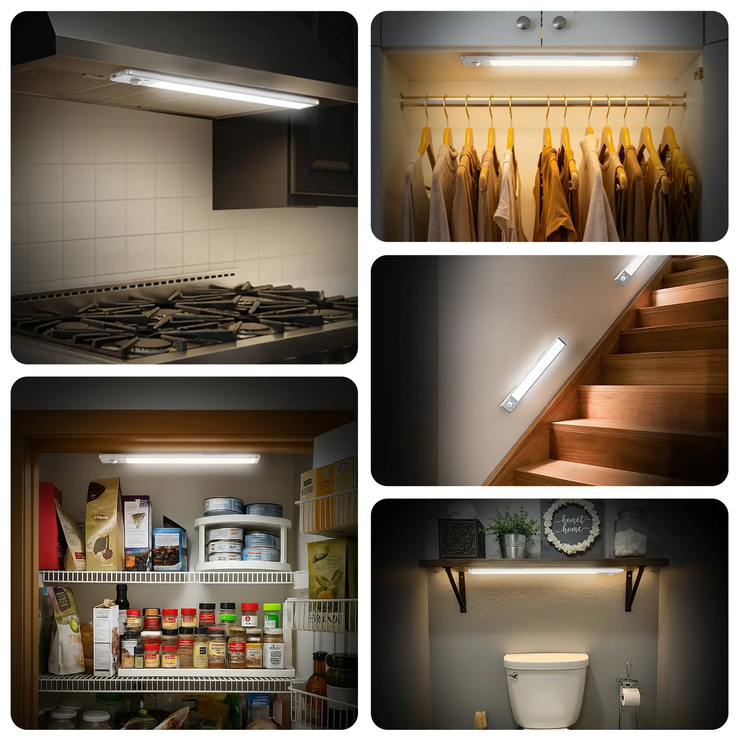 Motion Sensor Under Cabinet Light USB Rechargeable Magnetic Dimmable Night Light