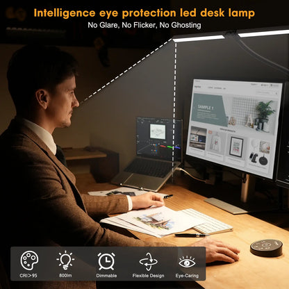 LED Desk Lamp | Dual Screen Light, 5 Colors, Eye Comfort