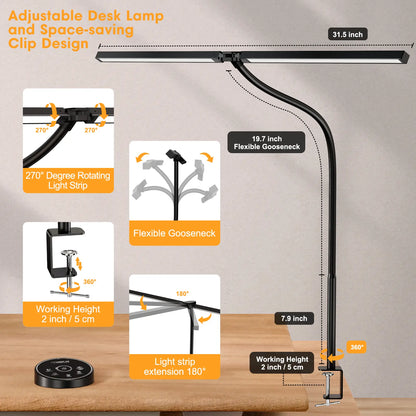 LED Desk Lamp | Dual Screen Light, 5 Colors, Eye Comfort