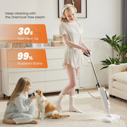 Lightweight Steam Mop Cleaner for Floors & Carpet with Washable Pads