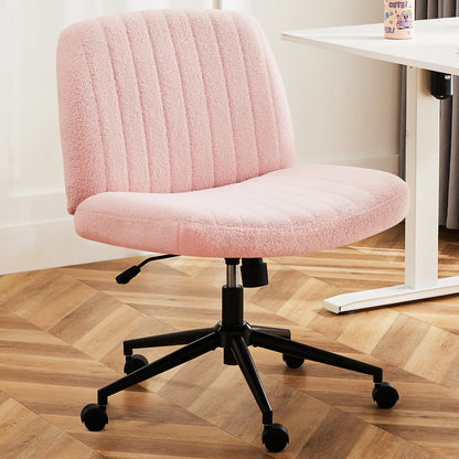 Wide Cross Legged Office Chair with Thick Cushion & 360° Swivel Design