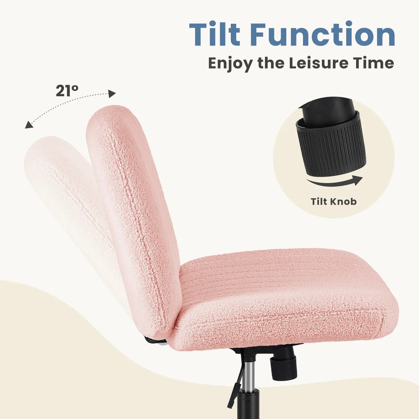 Wide Cross Legged Office Chair with Thick Cushion & 360° Swivel Design