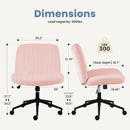 Wide Cross Legged Office Chair with Thick Cushion & 360° Swivel Design